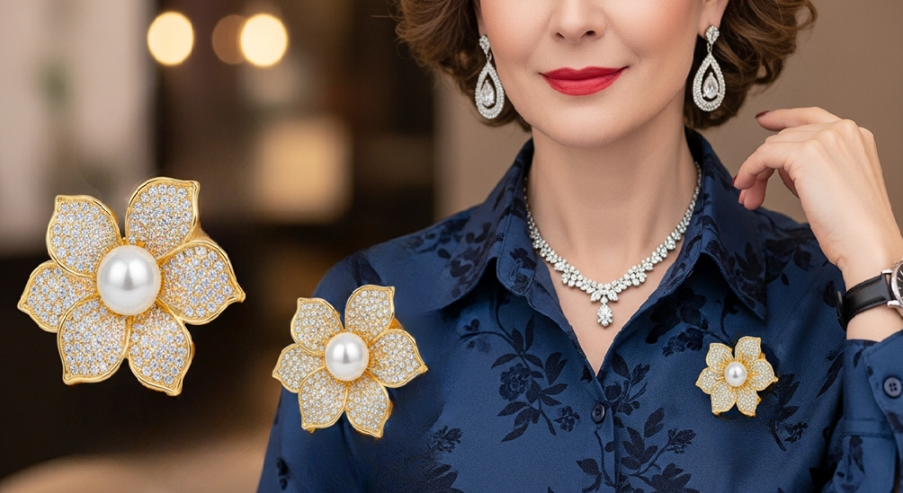 Natural Beauty of Pearl Brooch APJ-002